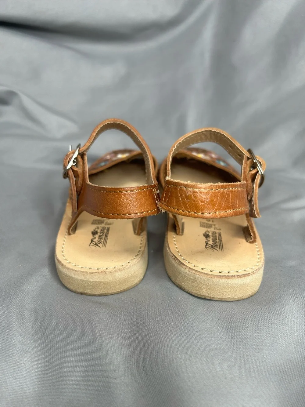 Floman’s Handmade Mexican Leather Huaraches for Girls in Tan Size 12